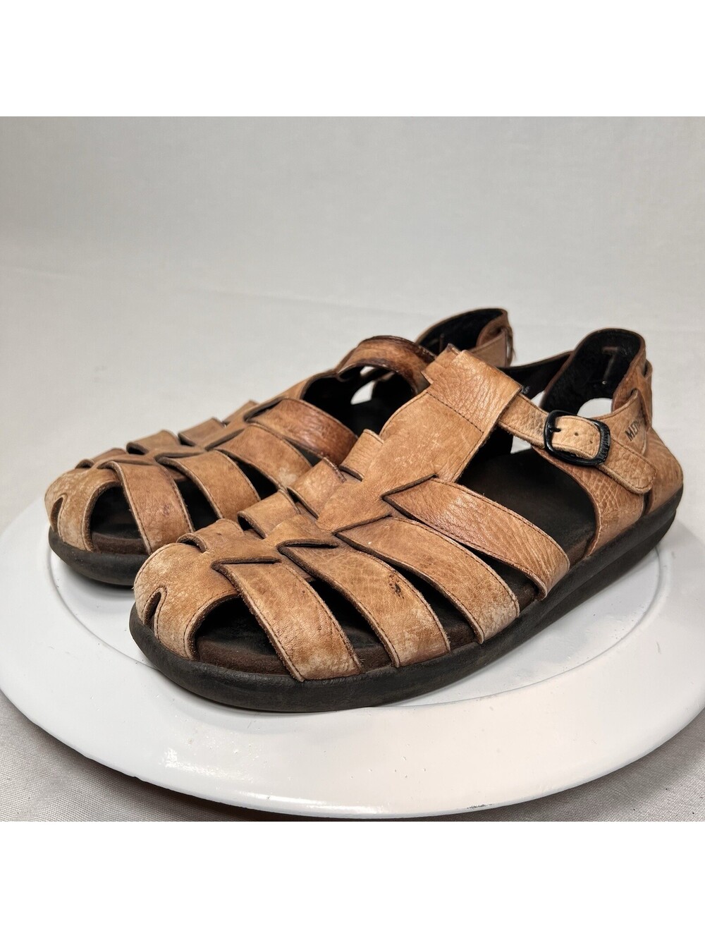 Mephisto Sam Leather Fisherman Sandal Buckle Adj Strap Men Sz EUR 45/ US 11 EUC